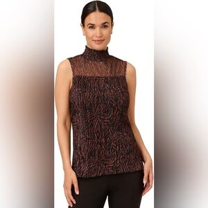 Adrienna Pappell  Brown Zebra Blouse